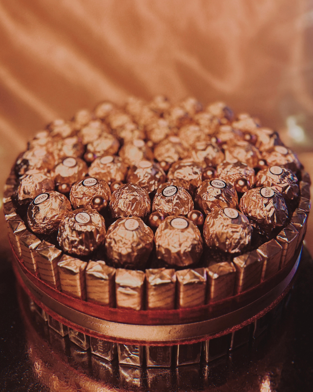 Chocolate Single Tier Cake with Ribbon