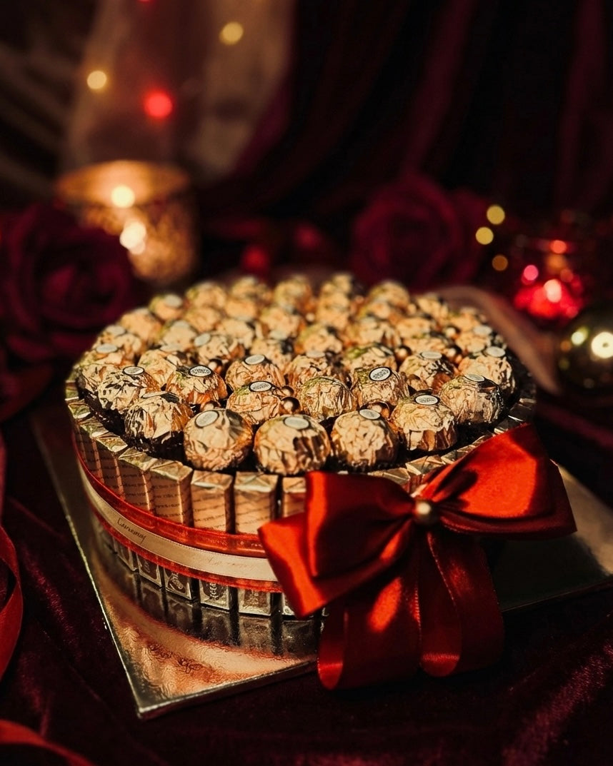 Chocolate Single Tier Cake with Ribbon